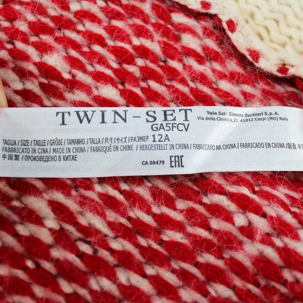 Twinset Simona Barbieri Poncho Floral Intarsia Knit Tie Sides Fringe Pullover - Picture 3 of 12